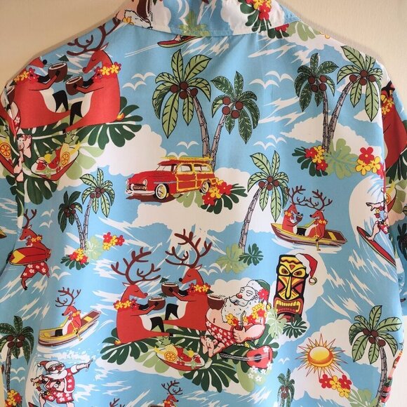 NWT 'Surf Santa Tiki Bar Tropical Shirt - SSLR  Short Sleeve Hawaiian  Women XXL - Picture 7 of 8